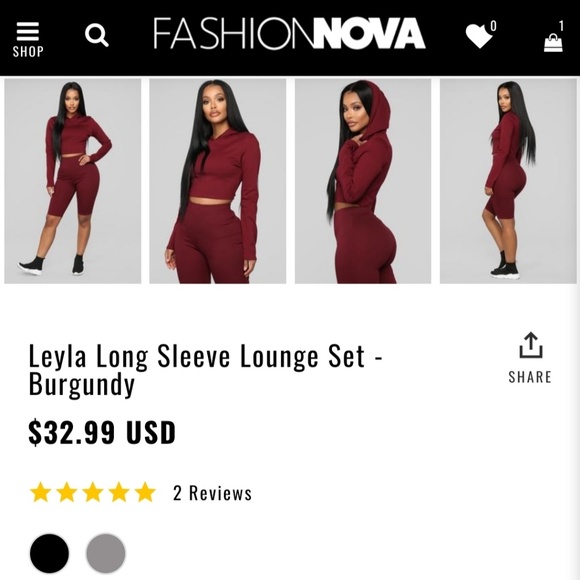 Fashion Nova Burgundy Leyla Long Sleeve Lounge Set - Picture 7 of 8